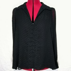 Zara Basic Small Black Sheer high low blouse Top